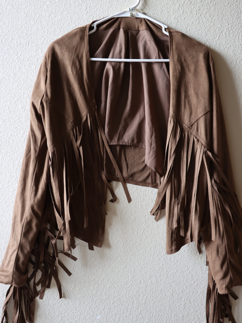 Brown Fringe Suede-Style Women's Jacket - Picture 1 of 3